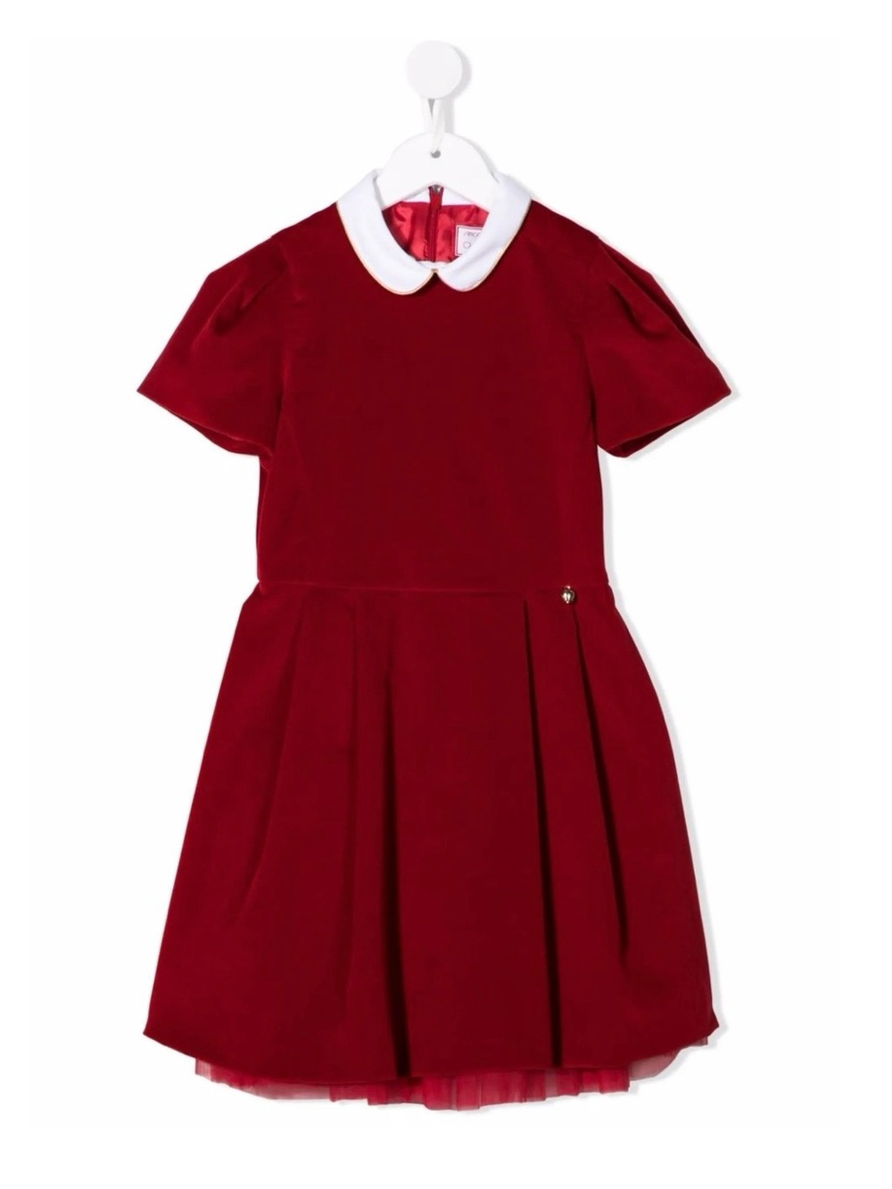 Italian Luxury Simonetta Kids Girls Velvet Layered Party Dress, Red, 10Y